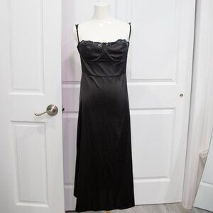 Cider Black Slip Midi Dress